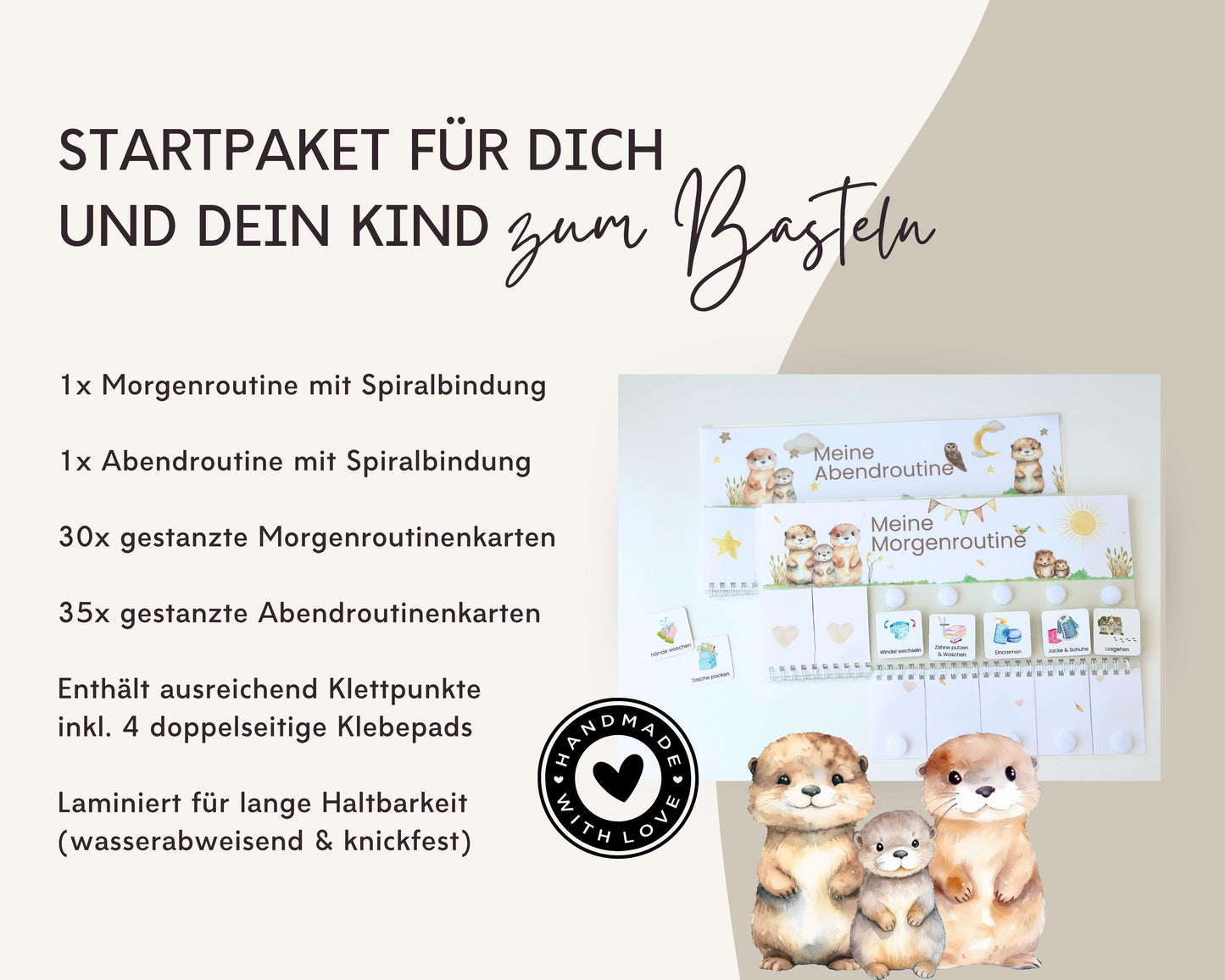 Routineplaner Montessori inkl. Symbolkarten - Design OTTER - Personalisierbar