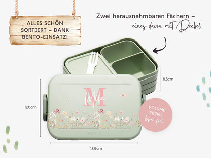 Mepal Brotdose mit Name personalisierbar - Design BLUMENWIESE - Verschiedene Farben