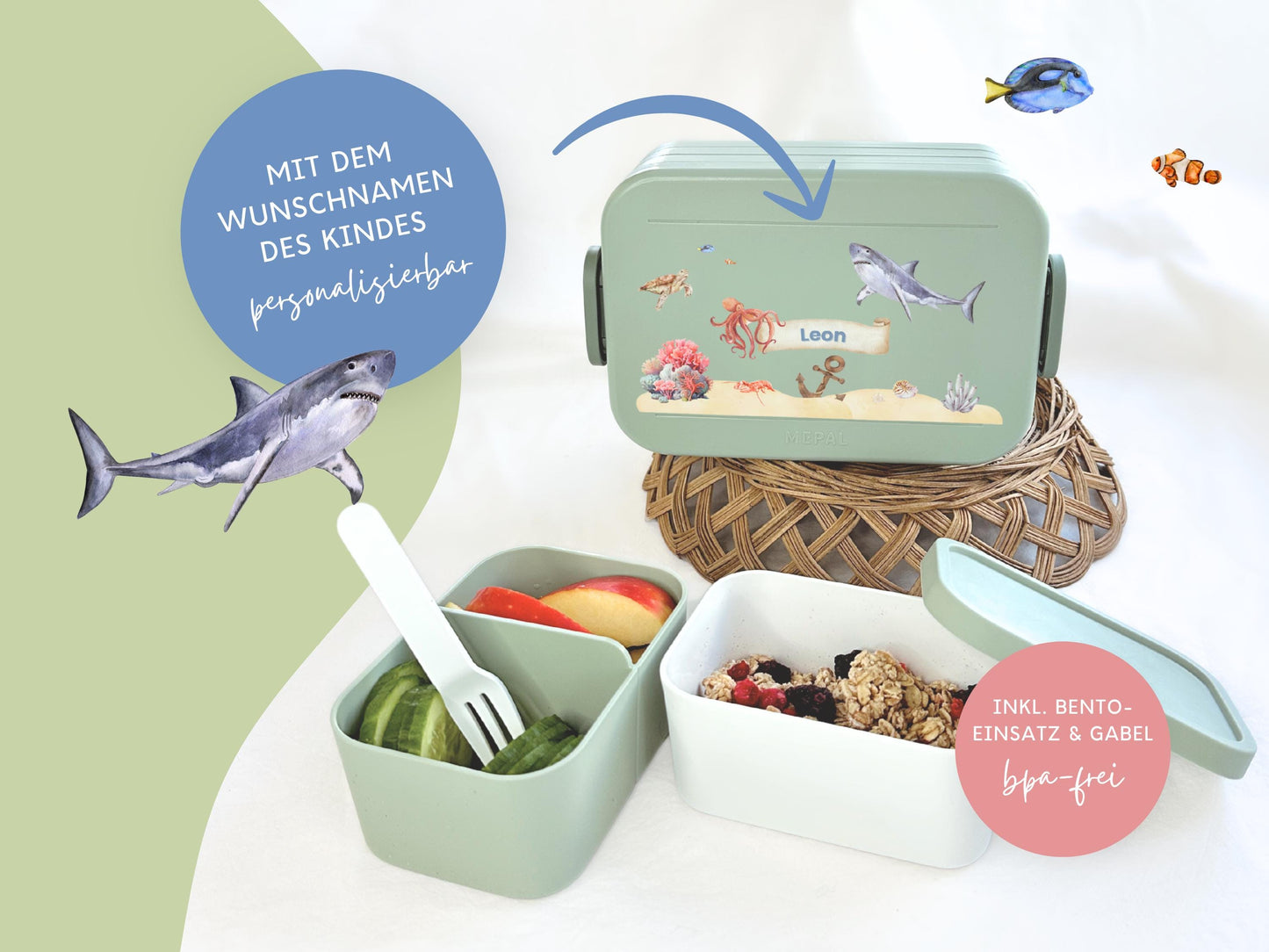 Mepal Brotdose mit Name personalisierbar - Design MEER - Verschiedene Farben