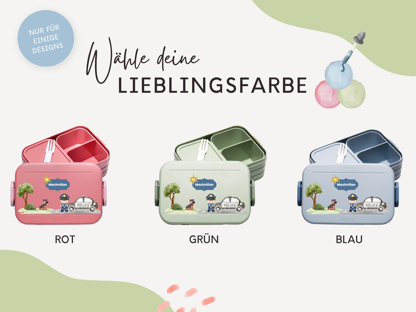 Mepal Brotdose mit Name personalisierbar - Design POLIZEI - Verschiedene Farben