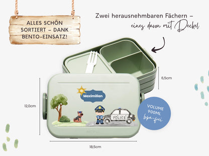 Mepal Brotdose mit Name personalisierbar - Design POLIZEI - Verschiedene Farben