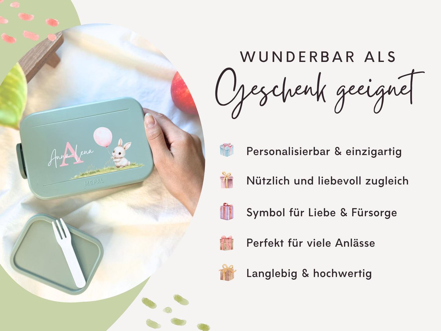 Mepal Brotdose mit Name personalisierbar - Design HASE - Verschiedene Farben
