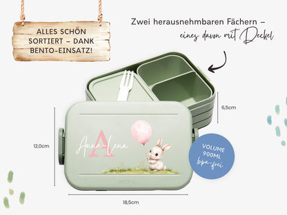Mepal Brotdose mit Name personalisierbar - Design HASE - Verschiedene Farben
