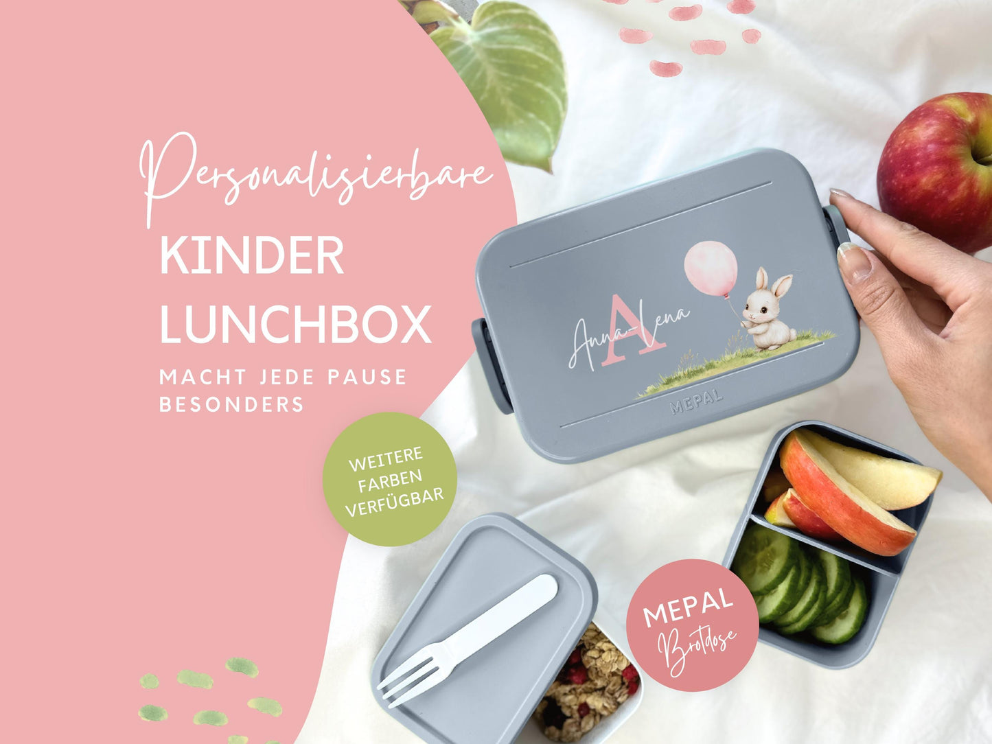 Mepal Brotdose mit Name personalisierbar - Design HASE - Verschiedene Farben