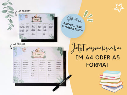 Stundenplan Magnet personalisierbar - Design SAFARI