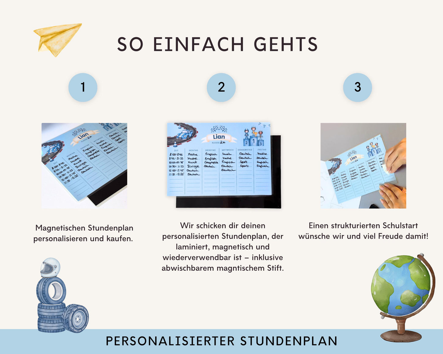 Stundenplan Magnet personalisierbar - Design AUTOS