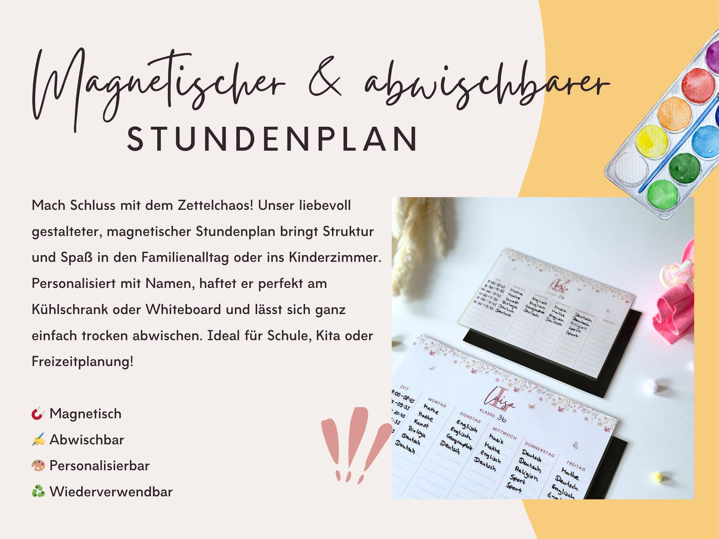 Stundenplan Magnet personalisierbar - Design BLUMEN 