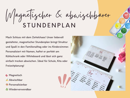 Stundenplan Magnet personalisierbar - Design BLUMEN 