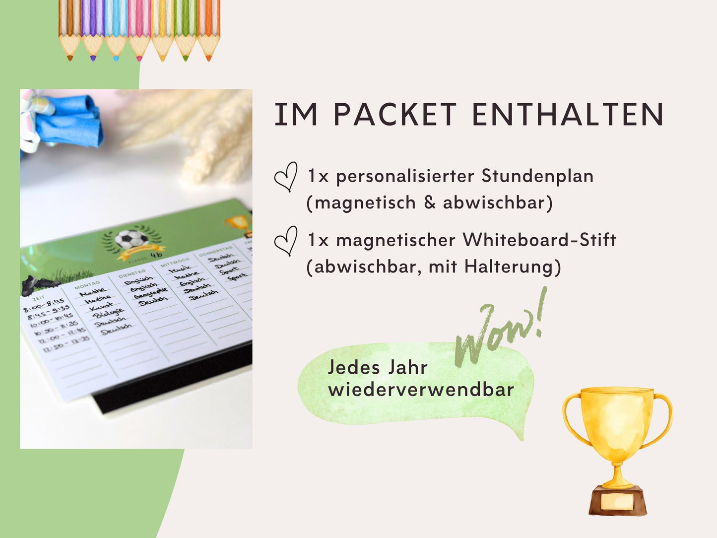 Stundenplan Magnet personalisierbar - Design FUSSBALL