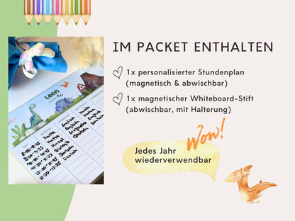 Stundenplan Magnet personalisierbar - Design DINOSAURIER