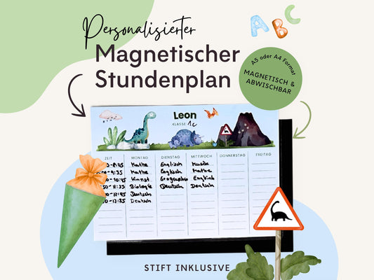 Stundenplan Magnet personalisierbar - Design DINOSAURIER