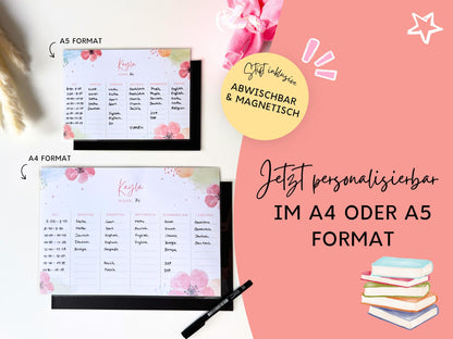 Stundenplan Magnet personalisierbar - Design BLUMEN AQUARELL