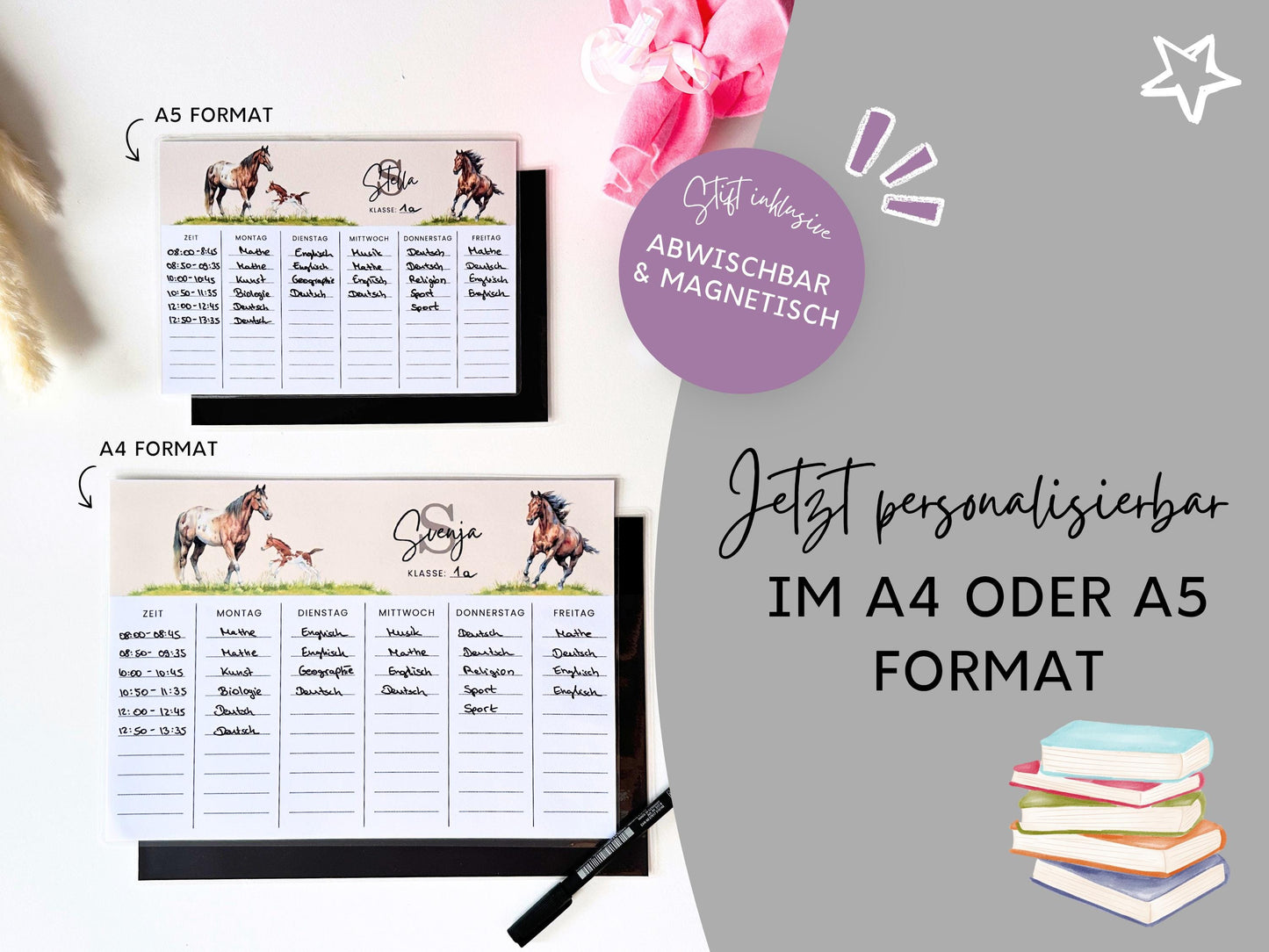 Stundenplan Magnet personalisierbar - Design PFERDE
