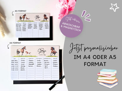 Stundenplan Magnet personalisierbar - Design PFERDE
