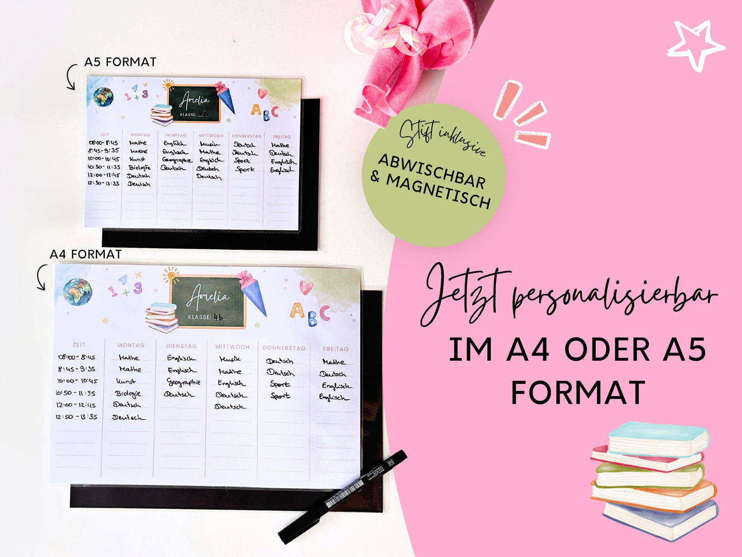 Stundenplan Magnet personalisierbar - Design SCHULE