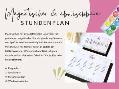 Stundenplan Magnet personalisierbar - Design BLUMENWIESE