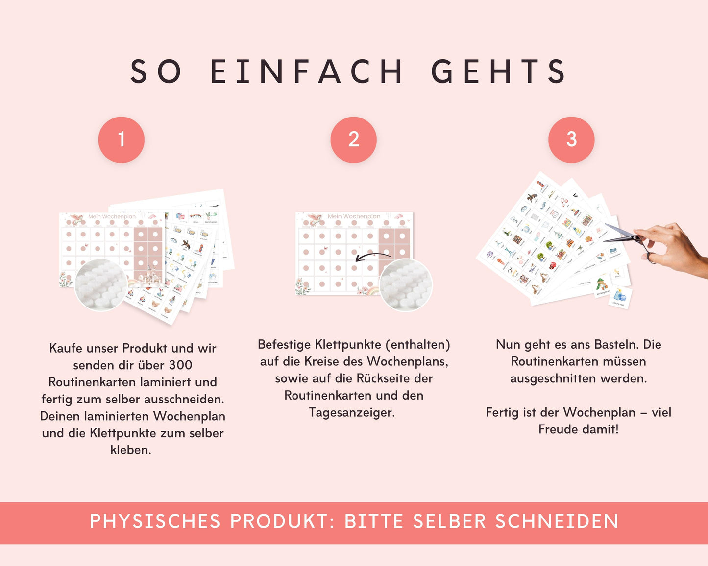 Wochenplaner inkl. Symbolkarten - Design EINHORN - Personalisierbar