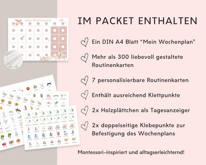 Wochenplaner inkl. Symbolkarten - Design EINHORN - Personalisierbar