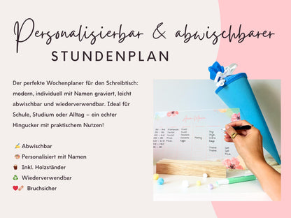 Stundenplan Acryl personalisierbar - Design BLUMEN AQUARELL