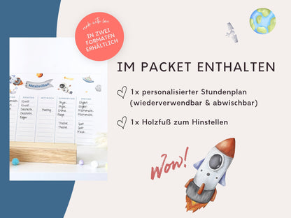 Stundenplan Acryl personalisierbar - Design ASTRONAUT