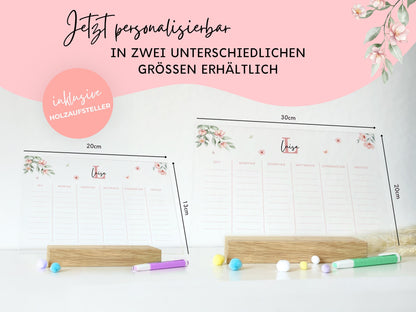 Stundenplan Acryl personalisierbar - Design BLUMEN ROSA