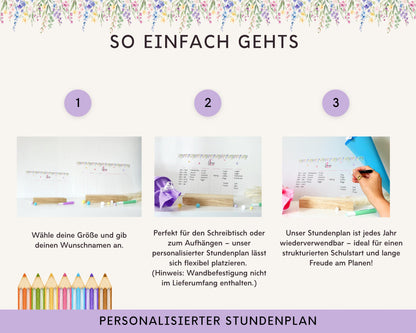 Stundenplan Acryl personalisierbar - Design BLUMEN LILA