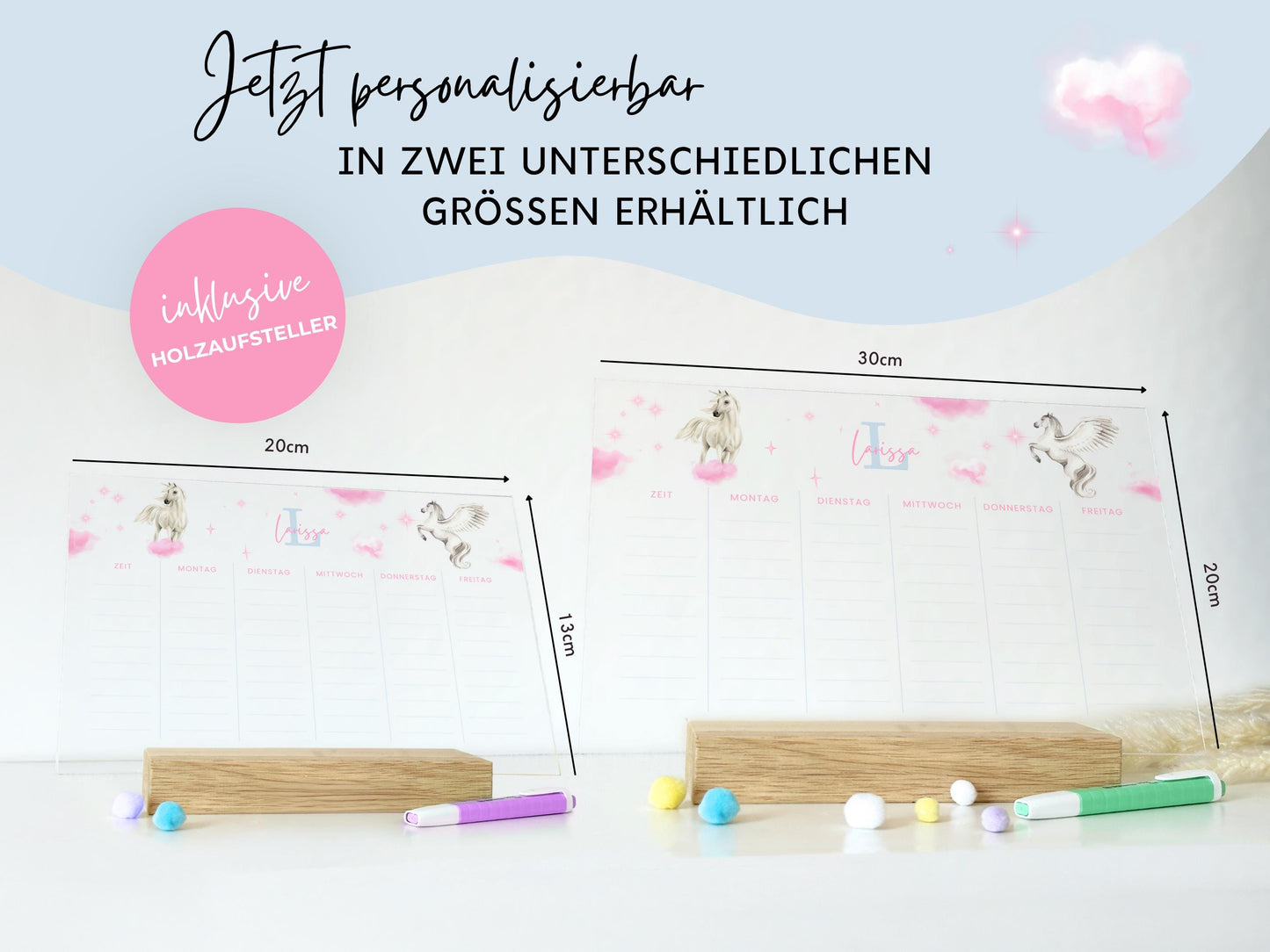 Stundenplan Acryl personalisierbar - Design EINHORN