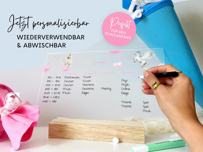 Stundenplan Acryl personalisierbar - Design EINHORN
