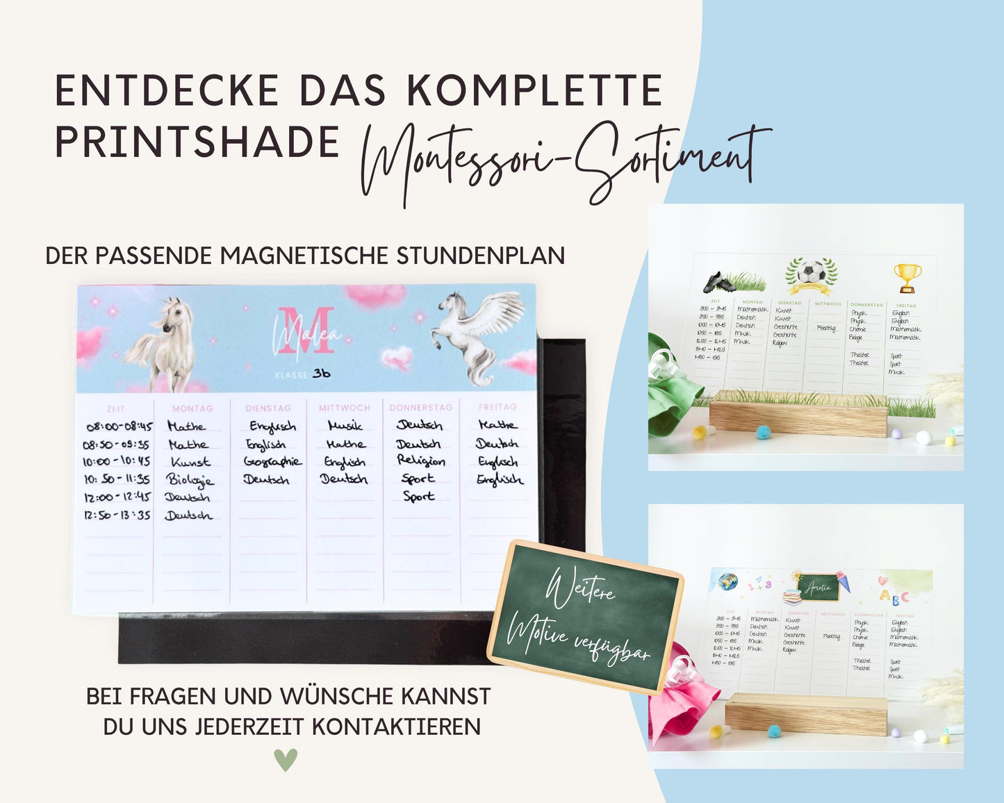 Stundenplan Acryl personalisierbar - Design EINHORN