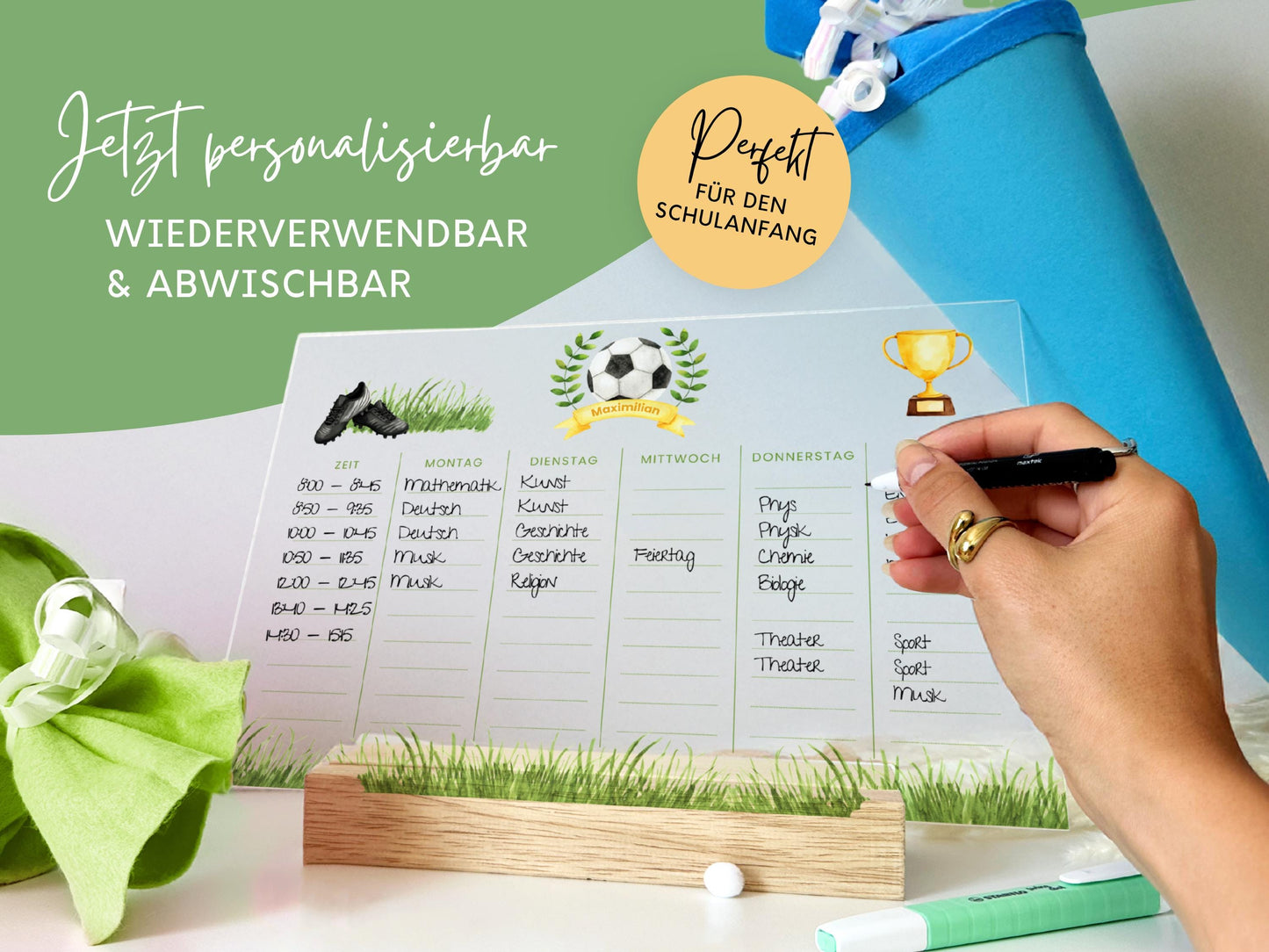 Stundenplan Acryl personalisierbar - Design FUSSBALL