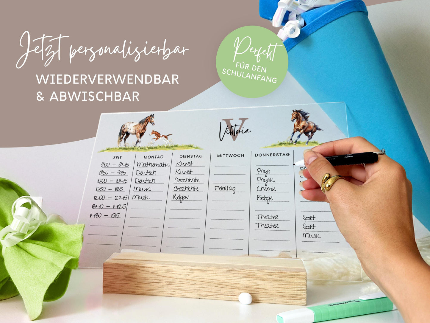 Stundenplan Acryl personalisierbar - Design PFERDE