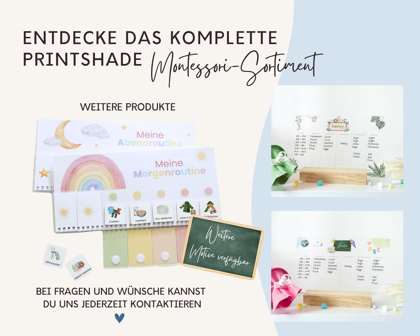 Stundenplan Acryl personalisierbar - Design REGENBOGEN BLAU