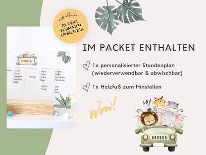 Stundenplan Acryl personalisierbar - Design SAFARI