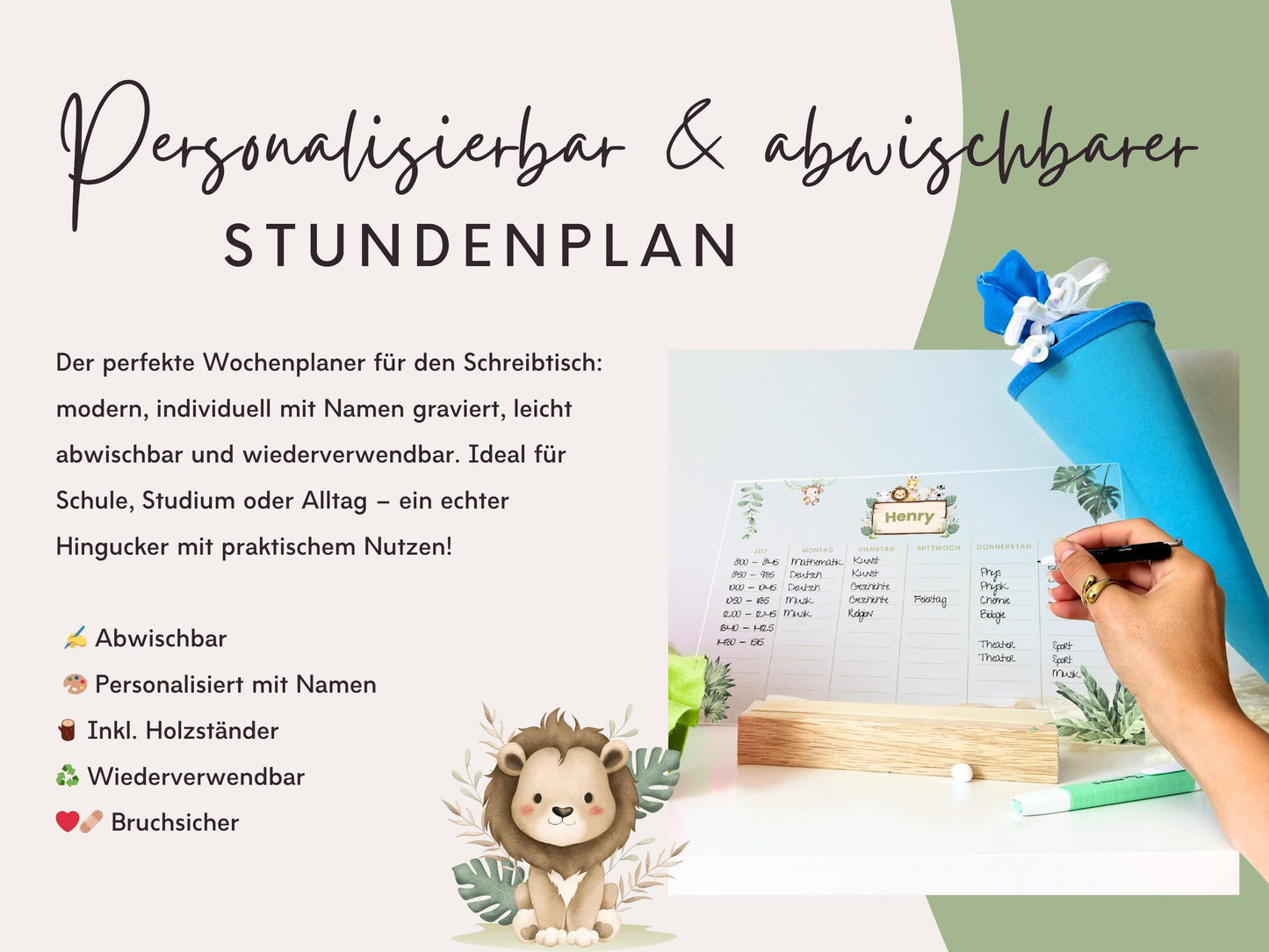 Stundenplan Acryl personalisierbar - Design SAFARI