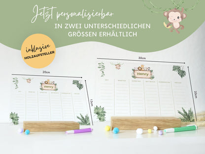 Stundenplan Acryl personalisierbar - Design SAFARI