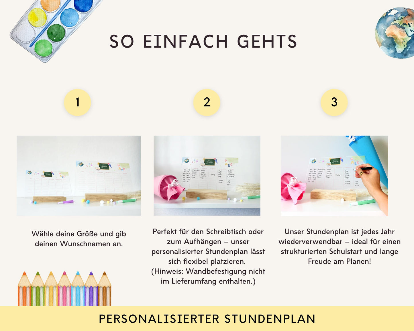 Stundenplan Acryl personalisierbar - Design SCHULE