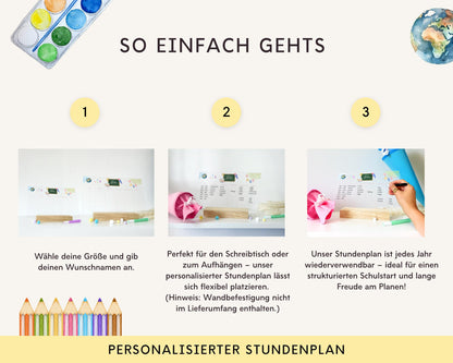 Stundenplan Acryl personalisierbar - Design SCHULE