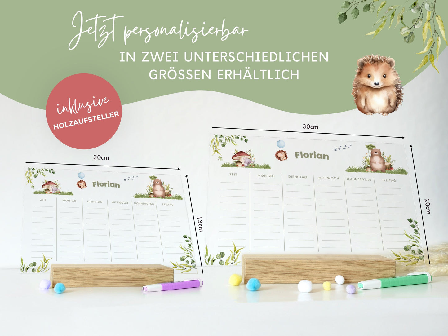 Stundenplan Acryl personalisierbar - Design WALDTIERE