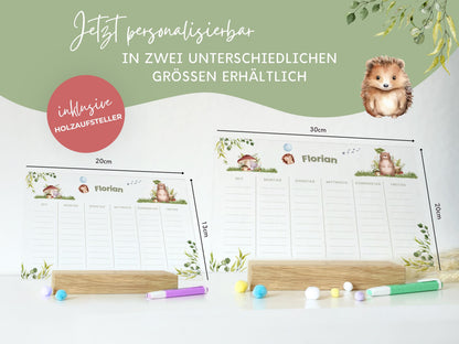 Stundenplan Acryl personalisierbar - Design WALDTIERE