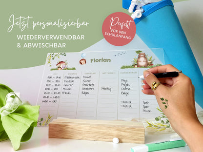 Stundenplan Acryl personalisierbar - Design WALDTIERE