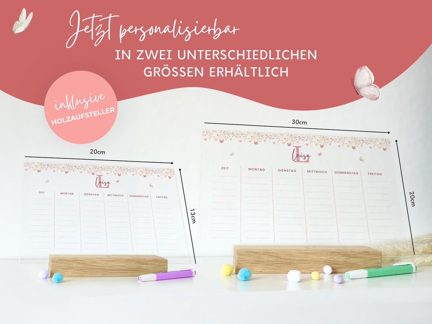 Stundenplan Acryl personalisierbar - Design SCHMETTERLING