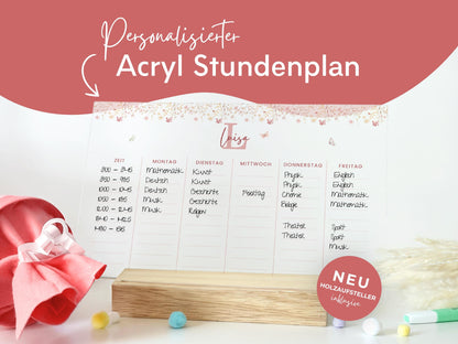 Stundenplan Acryl personalisierbar - Design SCHMETTERLING