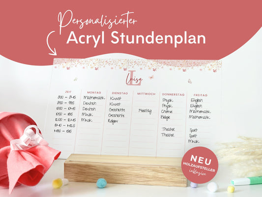 Stundenplan Acryl personalisierbar - Design SCHMETTERLING