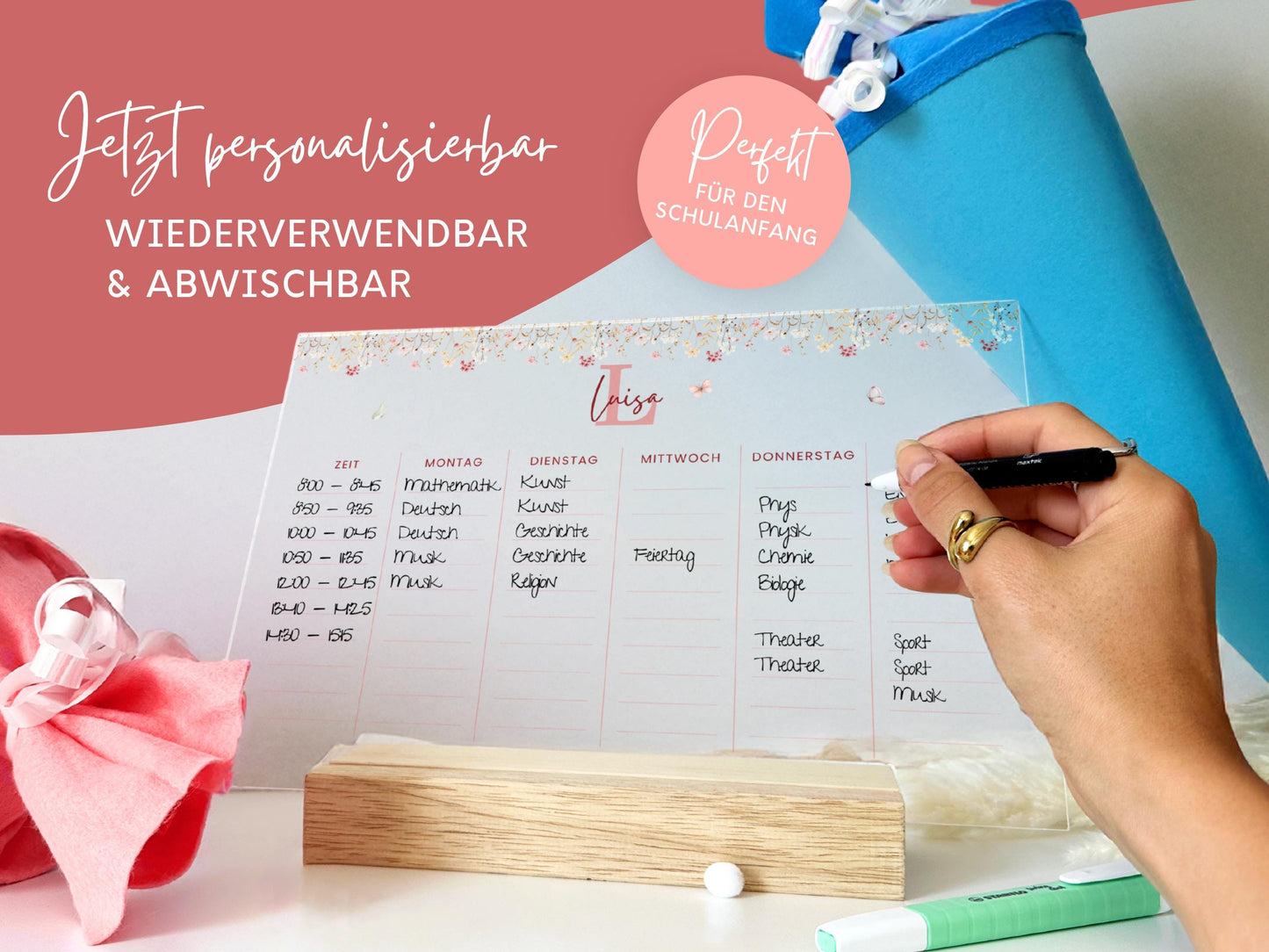 Stundenplan Acryl personalisierbar - Design SCHMETTERLING