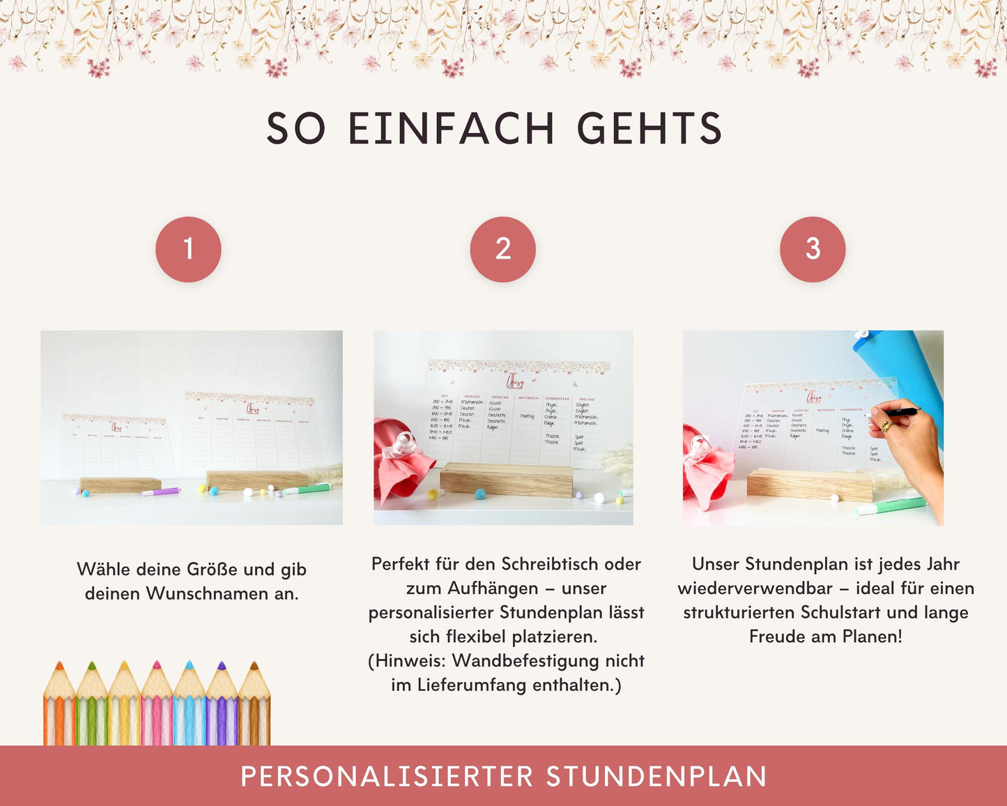 Stundenplan Acryl personalisierbar - Design SCHMETTERLING