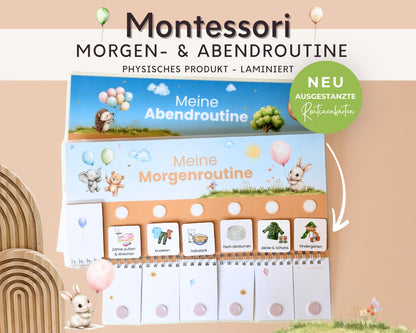 Routineplaner Montessori inkl. Symbolkarten - Design LUFTBALLON TIERE - Personalisierbar