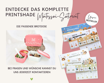 Routineplaner Montessori inkl. Symbolkarten - Design BLUMEN - Personalisierbar