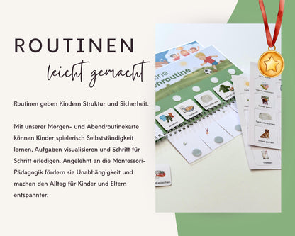 Routineplaner Montessori inkl. Symbolkarten - Design FUSSBALL - Personalisierbar