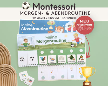 Routineplaner Montessori inkl. Symbolkarten - Design FUSSBALL - Personalisierbar