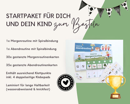 Routineplaner Montessori inkl. Symbolkarten - Design FUSSBALL - Personalisierbar
